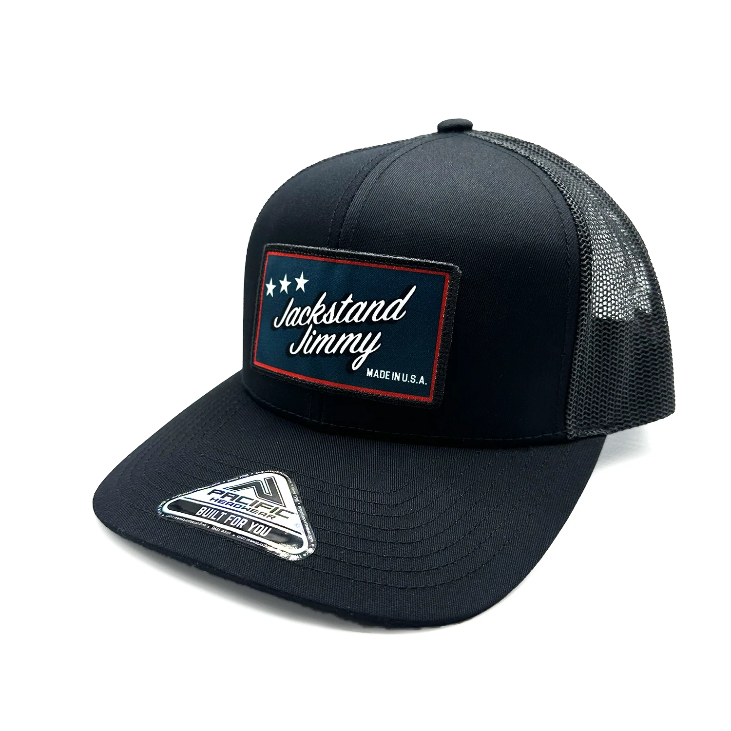 1147-jackstand-jimmy-black-on-black-patch-hat-1.webp Jackstand Jimmy Black on Black Patch Hat